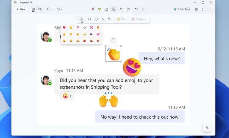 پشتیبانی از ایموجی به ابزار اسکرین‌شات ویندوز ۱۱ می‌آید