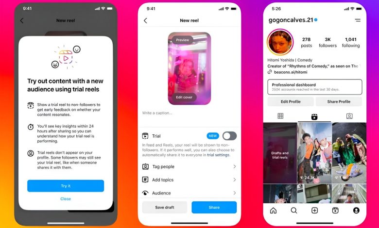ویژگی جدید اینستاگرام: انتشار «ریلز آزمایشی» برای افرادی غیر از فالوورها