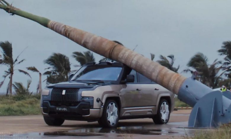 ببینید: شاسیبلند لوکس چینی از سقوط درخت غولپیکر جان سالم به در برد