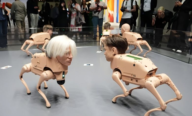 غافلگیری مردم در یک نمایشگاه؛ سگ‌های رباتیک با چهره ایلان ماسک و مارک زاکربرگ