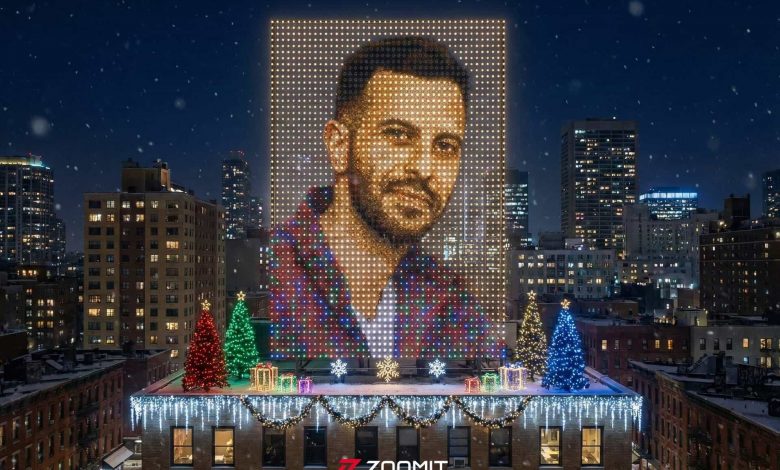 چراغانی باشکوه شب کریسمس بر فراز آسمان‌خراش‌ با حضور شما